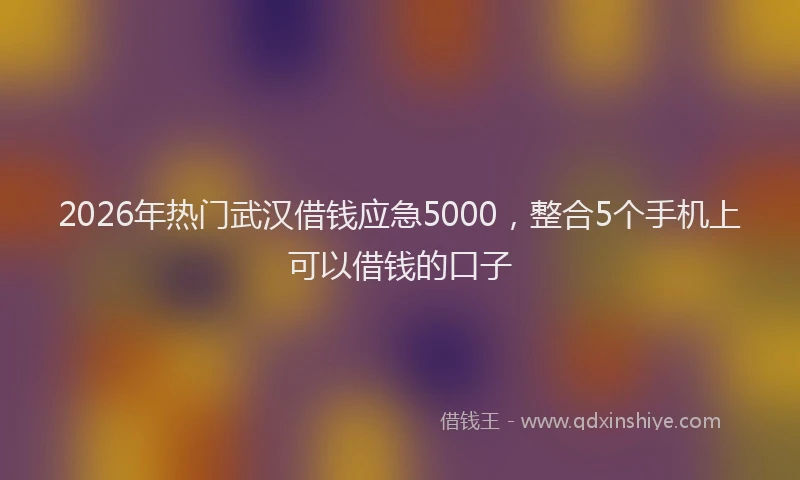 2026年热门武汉借钱应急5000，整合5个手机上可以借钱的口子