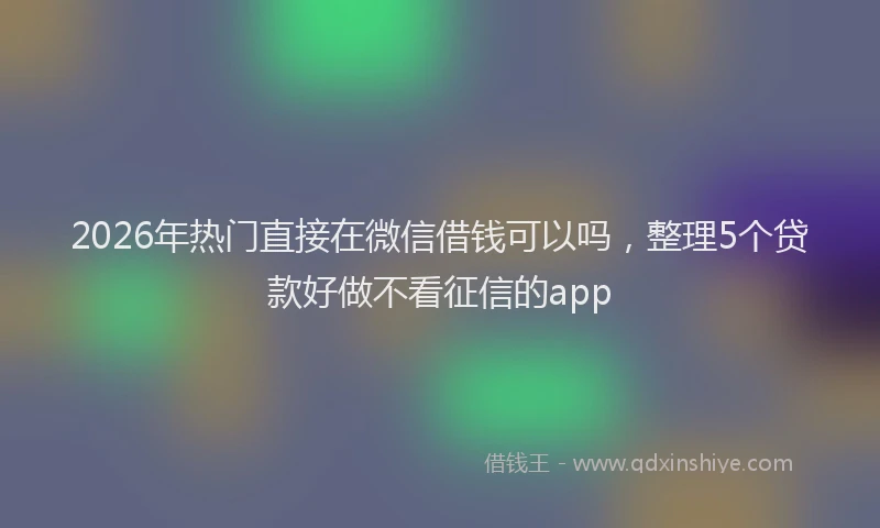 2026年热门直接在微信借钱可以吗，整理5个贷款好做不看征信的app