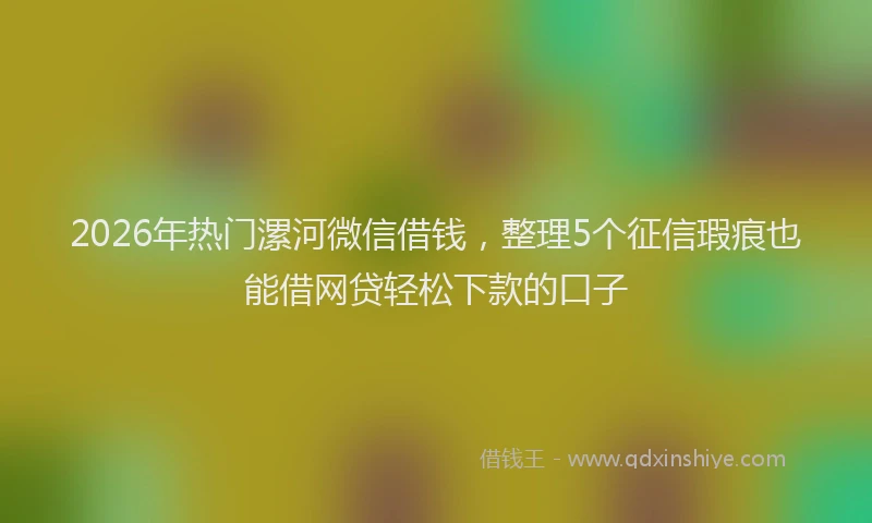 2026年热门漯河微信借钱，整理5个征信瑕疵也能借网贷轻松下款的口子