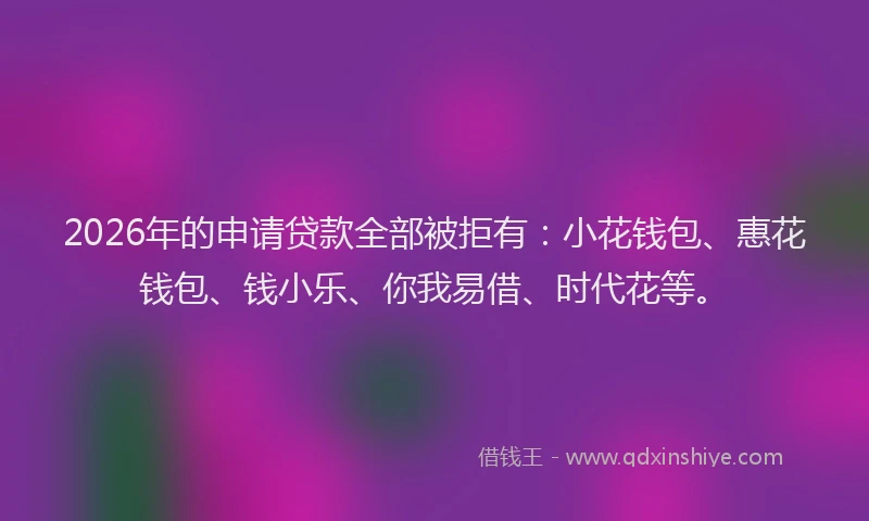 2026年的申请贷款全部被拒有：小花钱包、惠花钱包、钱小乐、你我易借、时代花等。