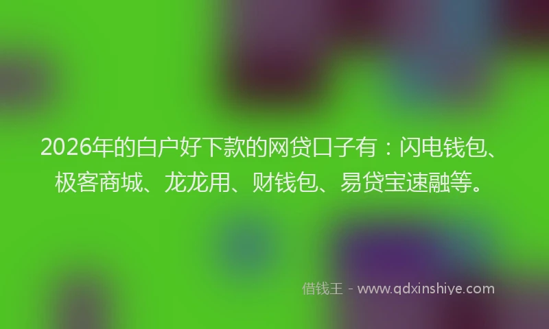 2026年的白户好下款的网贷口子有：闪电钱包、极客商城、龙龙用、财钱包、易贷宝速融等。