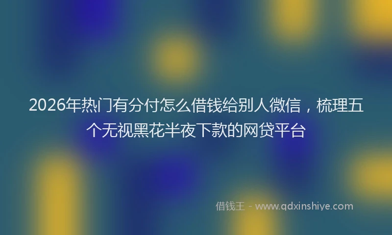 2026年热门有分付怎么借钱给别人微信，梳理五个无视黑花半夜下款的网贷平台