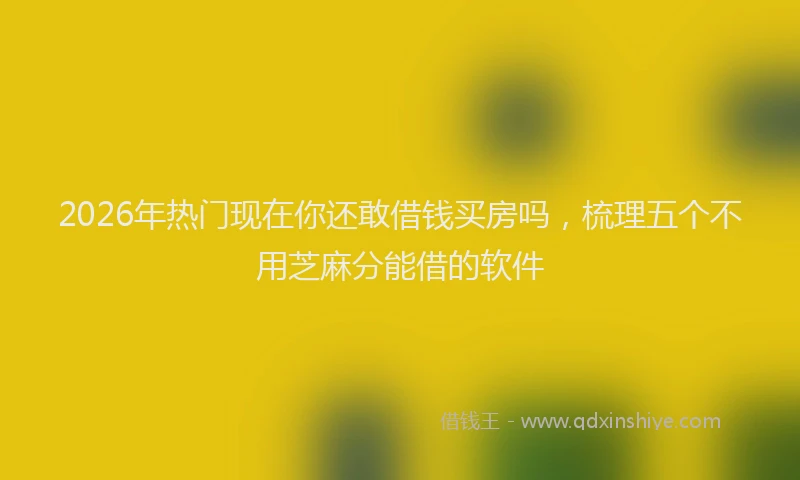 2026年热门现在你还敢借钱买房吗，梳理五个不用芝麻分能借的软件