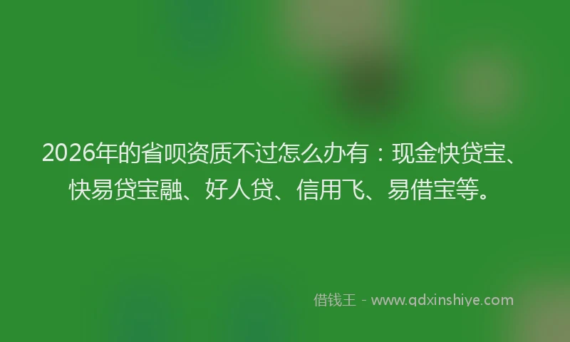 2026年的省呗资质不过怎么办有：现金快贷宝、快易贷宝融、好人贷、信用飞、易借宝等。
