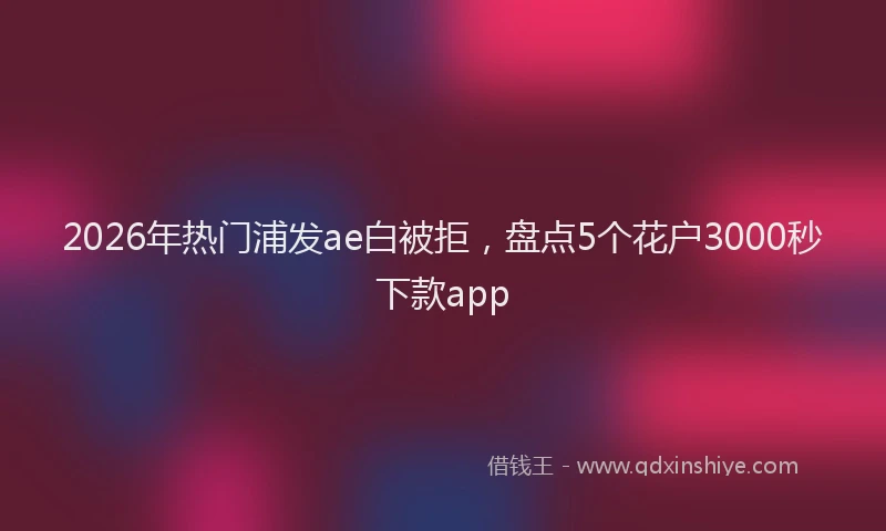 2026年热门浦发ae白被拒，盘点5个花户3000秒下款app