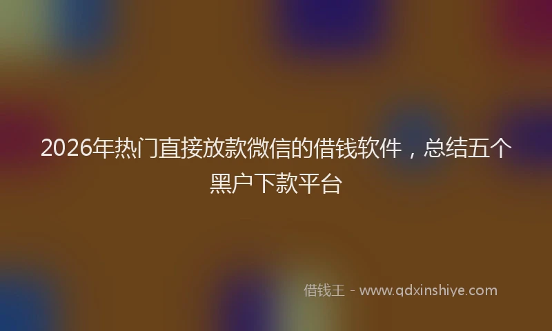 2026年热门直接放款微信的借钱软件，总结五个黑户下款平台