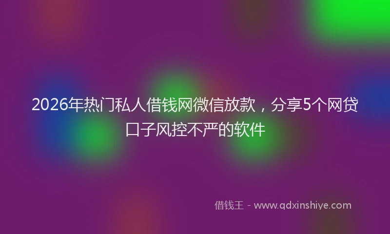 2026年热门私人借钱网微信放款，分享5个网贷口子风控不严的软件