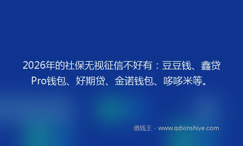 2026年的社保无视征信不好有：豆豆钱、鑫贷Pro钱包、好期贷、金诺钱包、哆哆米等。
