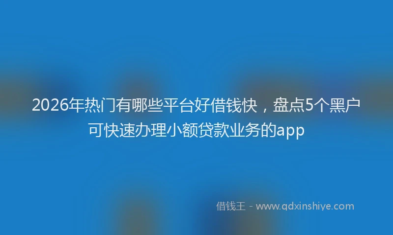 2026年热门有哪些平台好借钱快，盘点5个黑户可快速办理小额贷款业务的app