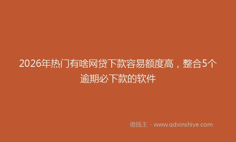 2026年热门有啥网贷下款容易额度高，整合5个逾期必下款的软件