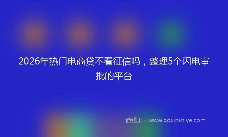 2026年热门电商贷不看征信吗，整理5个闪电审批的平台