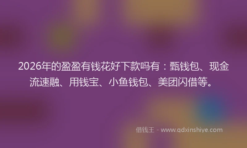2026年的盈盈有钱花好下款吗有：甄钱包、现金流速融、用钱宝、小鱼钱包、美团闪借等。
