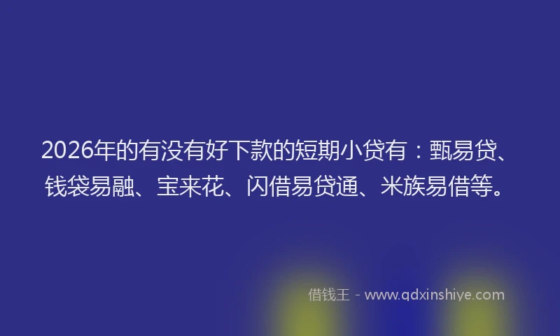 2026年的有没有好下款的短期小贷有：甄易贷、钱袋易融、宝来花、闪借易贷通、米族易借等。