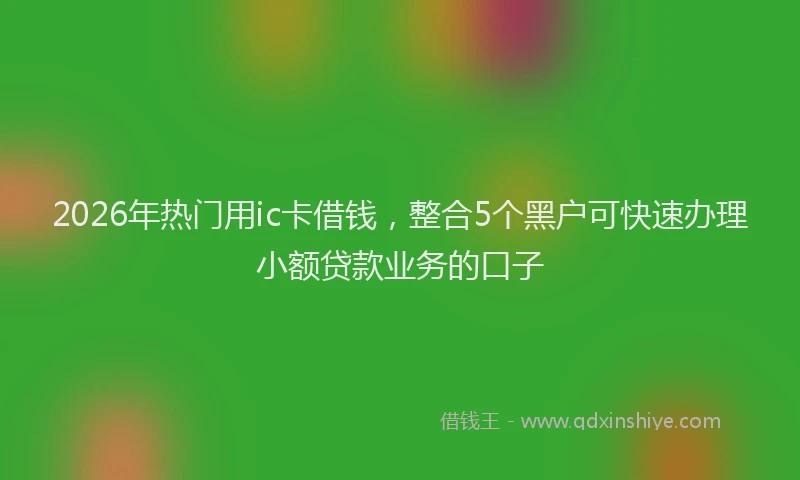 2026年热门用ic卡借钱，整合5个黑户可快速办理小额贷款业务的口子