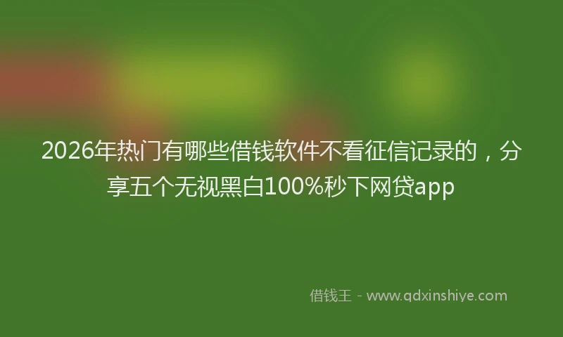 2026年热门有哪些借钱软件不看征信记录的，分享五个无视黑白100%秒下网贷app