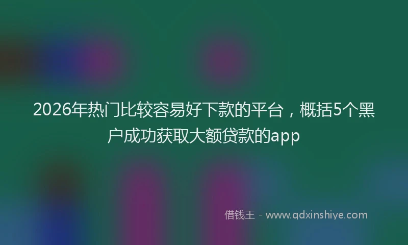 2026年热门比较容易好下款的平台，概括5个黑户成功获取大额贷款的app