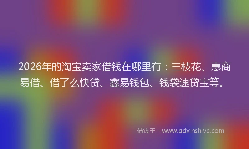 2026年的淘宝卖家借钱在哪里有：三枝花、惠商易借、借了么快贷、鑫易钱包、钱袋速贷宝等。
