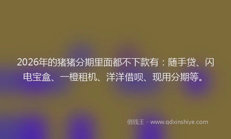 2026年的猪猪分期里面都不下款有：随手贷、闪电宝盒、一橙租机、洋洋借呗、现用分期等。