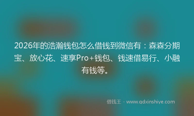 2026年的浩瀚钱包怎么借钱到微信有：森森分期宝、放心花、速享Pro+钱包、钱速借易行、小融有钱等。