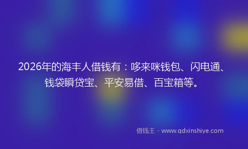 2026年的海丰人借钱有：哆来咪钱包、闪电通、钱袋瞬贷宝、平安易借、百宝箱等。
