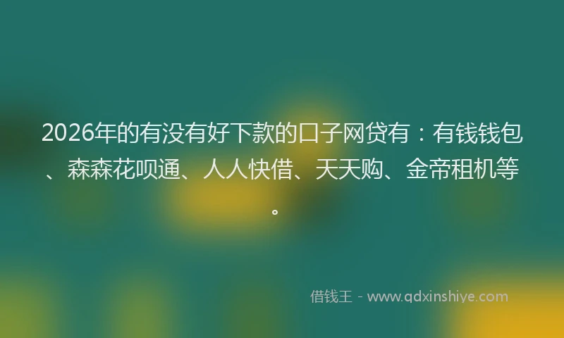 2026年的有没有好下款的口子网贷有：有钱钱包、森森花呗通、人人快借、天天购、金帝租机等。
