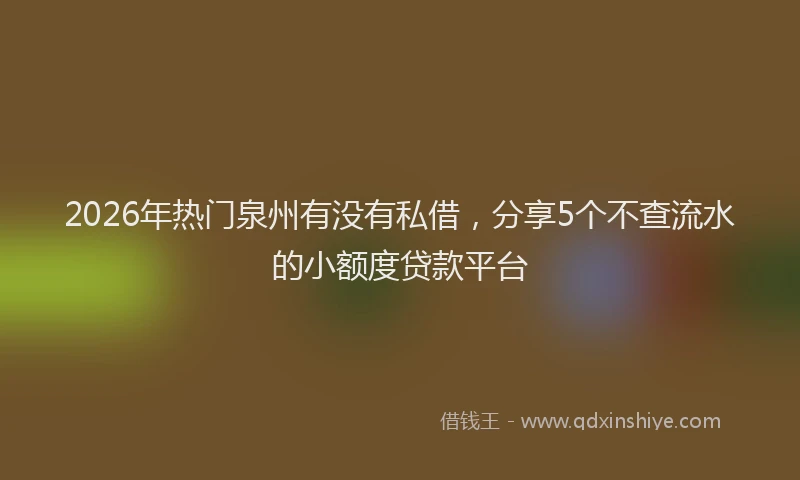 2026年热门泉州有没有私借，分享5个不查流水的小额度贷款平台