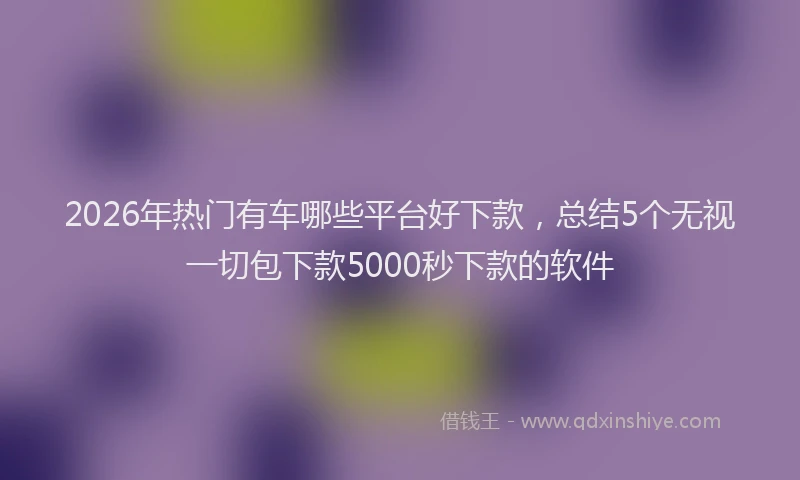 2026年热门有车哪些平台好下款,总结5个无视一切包下款5000秒下款的软件