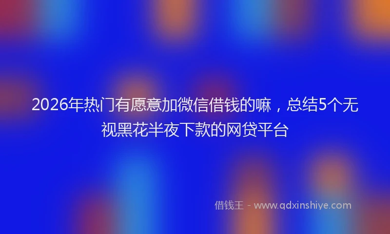 2026年热门有愿意加微信借钱的嘛，总结5个无视黑花半夜下款的网贷平台