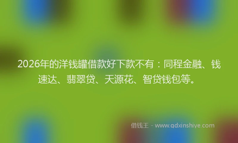 2026年的洋钱罐借款好下款不有:同程金融、钱速达、翡翠贷、天源花、智贷钱包等。