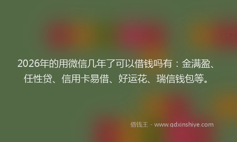 2026年的用微信几年了可以借钱吗有：金满盈、任性贷、信用卡易借、好运花、瑞信钱包等。