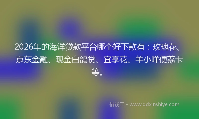 2026年的海洋贷款平台哪个好下款有:玫瑰花、京东金融、现金白鸽贷、宜享花、羊小咩便荔卡等。