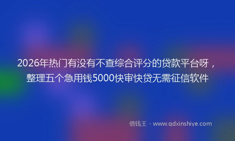 2026年热门有没有不查综合评分的贷款平台呀，整理五个急用钱5000快审快贷无需征信软件