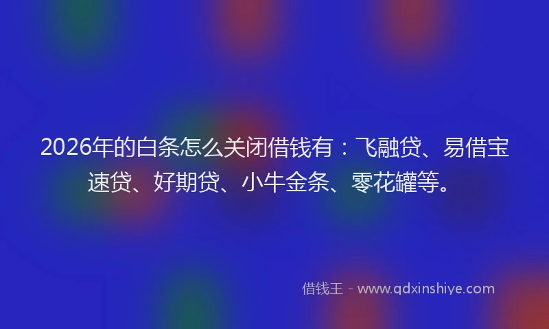 2026年的白条怎么关闭借钱有：飞融贷、易借宝速贷、好期贷、小牛金条、零花罐等。