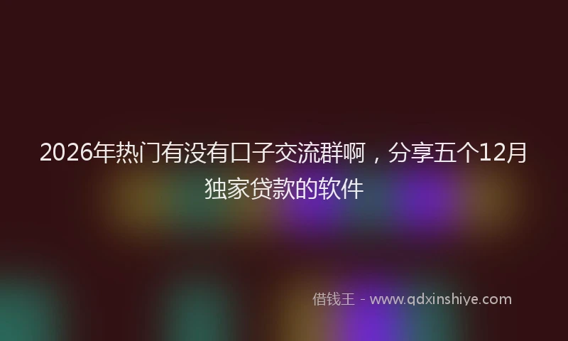 2026年热门有没有口子交流群啊，分享五个12月独家贷款的软件