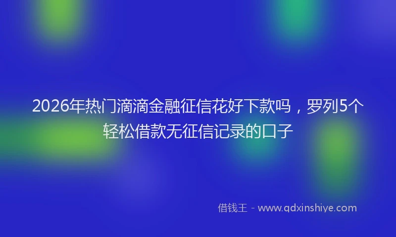 2026年热门滴滴金融征信花好下款吗，罗列5个轻松借款无征信记录的口子