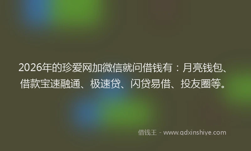 2026年的珍爱网加微信就问借钱有：月亮钱包、借款宝速融通、极速贷、闪贷易借、投友圈等。