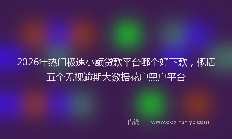 2026年热门极速小额贷款平台哪个好下款，概括五个无视逾期大数据花户黑户平台