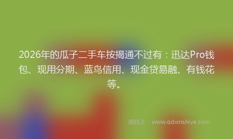 2026年的瓜子二手车按揭通不过有：迅达Pro钱包、现用分期、蓝鸟信用、现金贷易融、有钱花等。