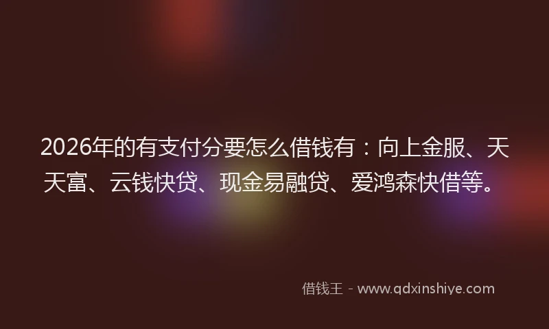 2026年的有支付分要怎么借钱有：向上金服、天天富、云钱快贷、现金易融贷、爱鸿森快借等。
