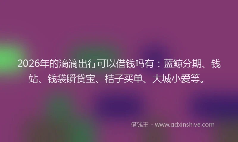 2026年的滴滴出行可以借钱吗有：蓝鲸分期、钱站、钱袋瞬贷宝、桔子买单、大城小爱等。