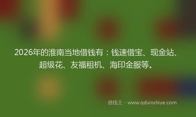 2026年的淮南当地借钱有：钱速借宝、现金站、超级花、友福租机、海印金服等。