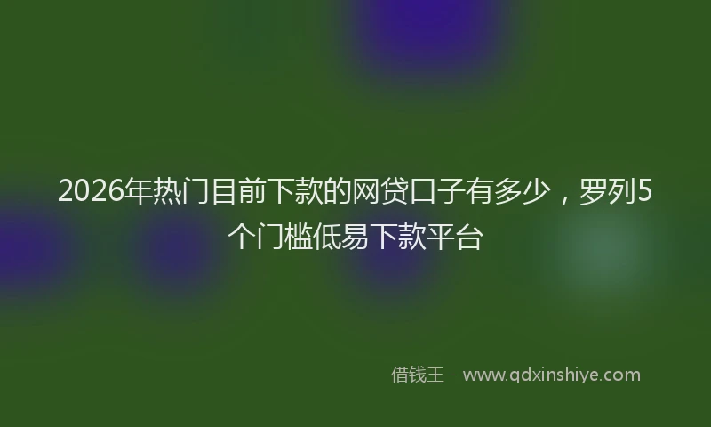 2026年热门目前下款的网贷口子有多少，罗列5个门槛低易下款平台