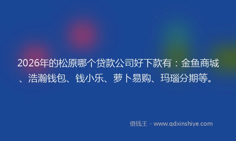 2026年的松原哪个贷款公司好下款有：金鱼商城、浩瀚钱包、钱小乐、萝卜易购、玛瑙分期等。