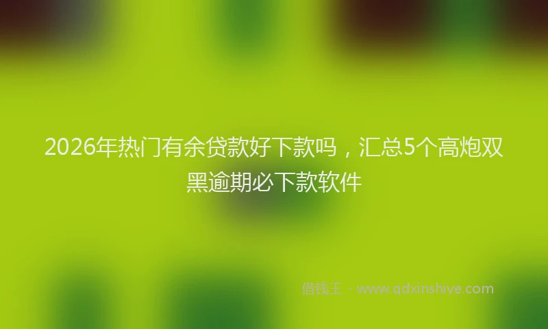 2026年热门有余贷款好下款吗，汇总5个高炮双黑逾期必下款软件