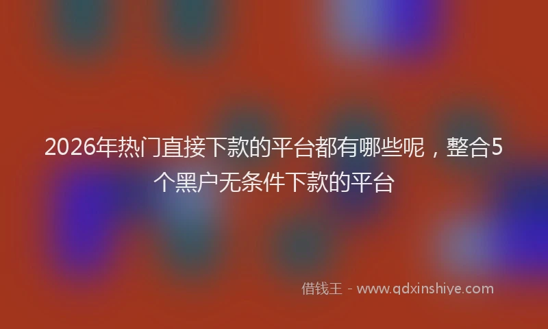 2026年热门直接下款的平台都有哪些呢，整合5个黑户无条件下款的平台