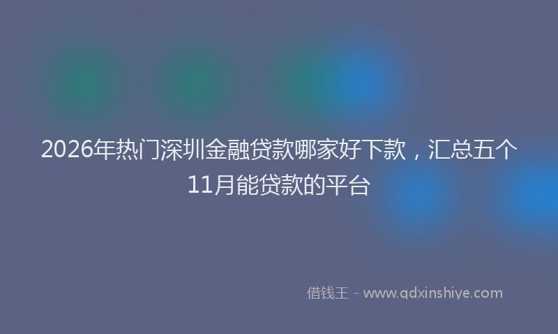 2026年热门深圳金融贷款哪家好下款，汇总五个11月能贷款的平台