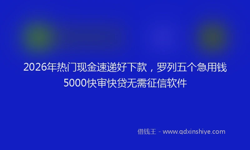 2026年热门现金速递好下款，罗列五个急用钱5000快审快贷无需征信软件