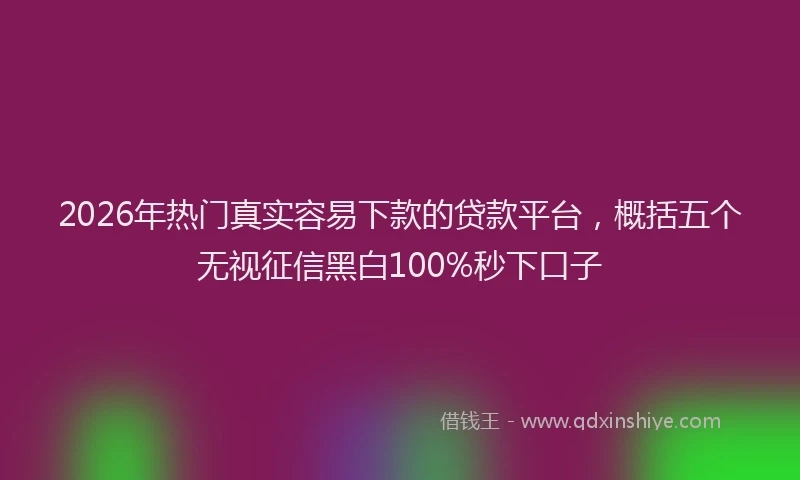 2026年热门真实容易下款的贷款平台,概括五个无视征信黑白100%秒下口子
