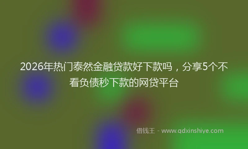 2026年热门泰然金融贷款好下款吗，分享5个不看负债秒下款的网贷平台