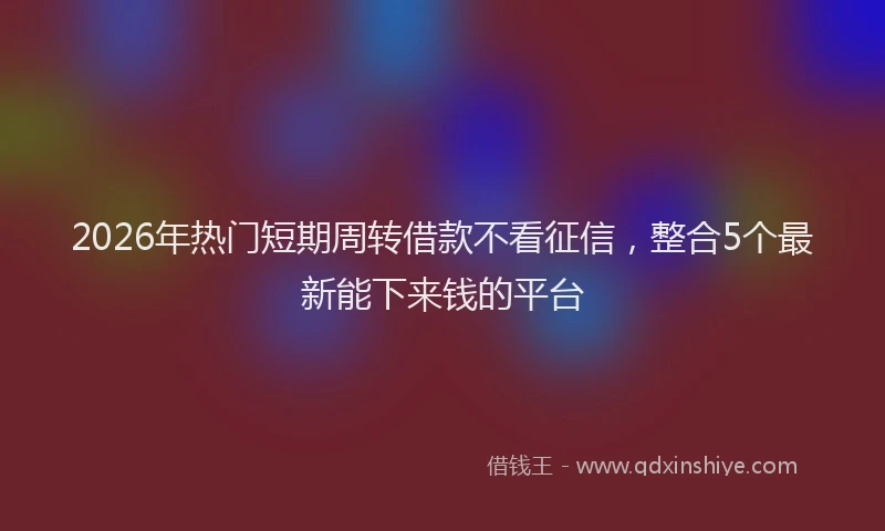 2026年热门短期周转借款不看征信，整合5个最新能下来钱的平台